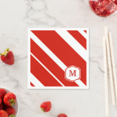 Rote und weiße Streifen Monogram Napkin Serviette (Beispiel)
