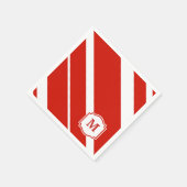 Rote und weiße Streifen Monogram Napkin Serviette (Ecke)