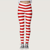 Rote und weiße Streifen Niedlicher Weihnachtsfeier Leggings (Vorderseite)
