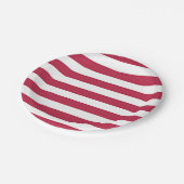 Rote und weiße Streifen Pappteller (Schrägansicht)