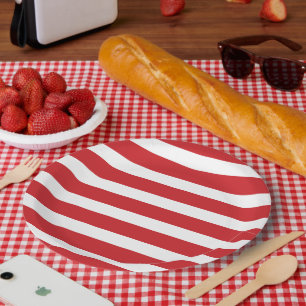 Rote und weiße Streifen Pappteller