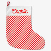 Rote und weiße Streifen Personalisiert Großer Weihnachtsstrumpf (Vorderseite)