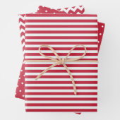 Rote und weiße Streifen Polka Dot Zickzack Geschenkpapier Set (Beispiel)