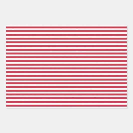 Rote und weiße Streifen Polka Dot Zickzack Geschenkpapier Set (Vorderseite)