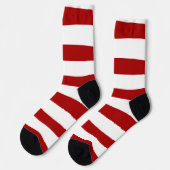 Rote und weiße Streifen Socken (Linkes Detail)