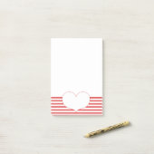 Rote und weiße Streifen und Herz Post-it Klebezettel (Auf Schreibtisch)