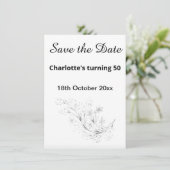 ROTE UND WEISSE STRIPE SAVE THE DATE SCHWARZ (Stehend Vorderseite)