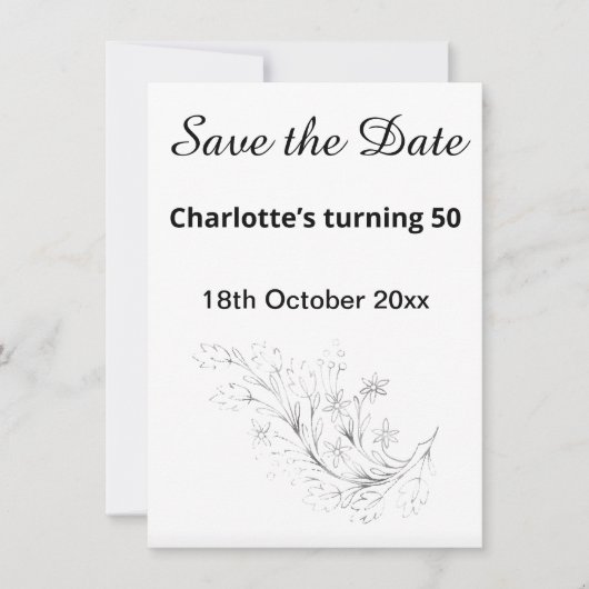 ROTE UND WEISSE STRIPE SAVE THE DATE SCHWARZ (Vorderseite)