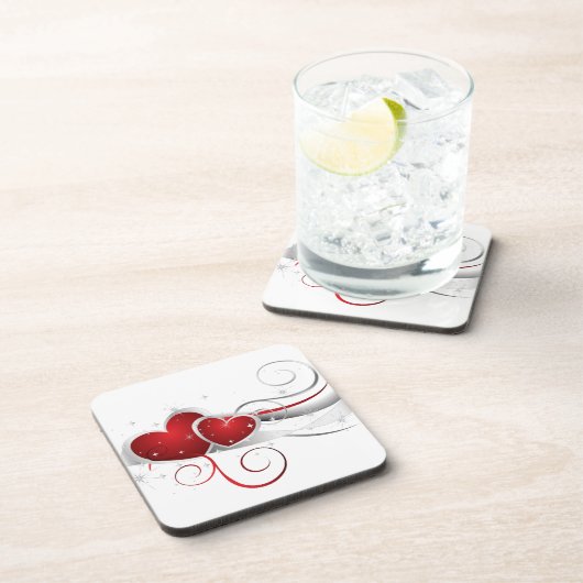 Rote und weiße Swoosh-Herzen Untersetzer (Rechte Seite)
