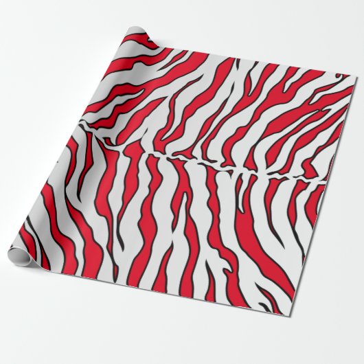 Rote und weiße Tigerstreifen Geschenkpapier (Ungerollt)