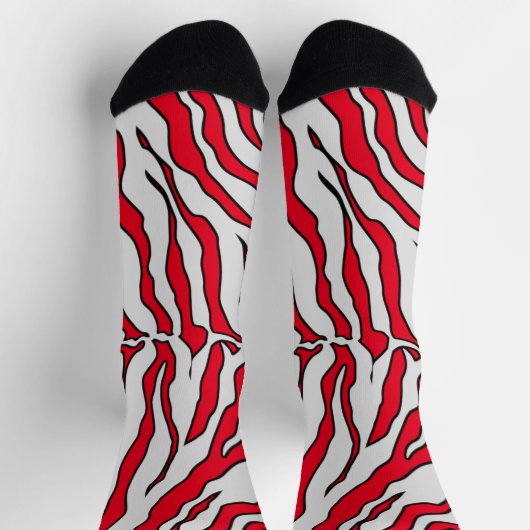 Rote und weiße Tigerstreifen Socken (Oben)