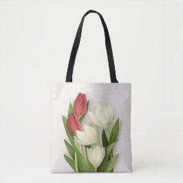 Rote und weiße Tulips Tasche