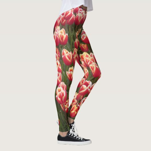 Rote und weiße Tulpe Legging Leggings (Rechts)