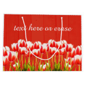 Rote und weiße Tulpen Große Geschenktüte (Rückseite)