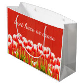 Rote und weiße Tulpen Große Geschenktüte (Rückseite Schrägansicht)