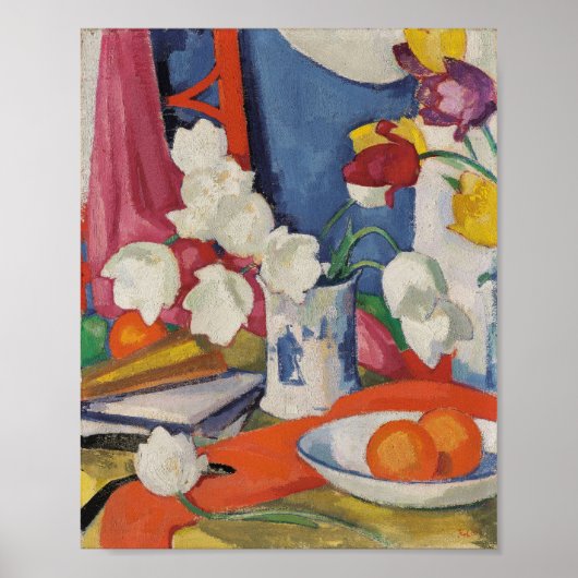 Rote und weiße Tulpen | Samuel John Peploe Poster (Vorne)