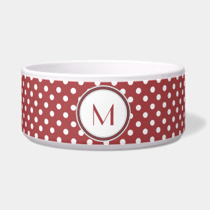 Rote und weiße Tupfen-Monogramm-Haustier-Schüsse Napf