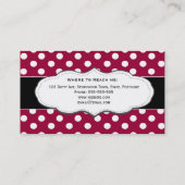 Rote und weiße Tupfen-Visitenkarten Visitenkarte (Rückseite)