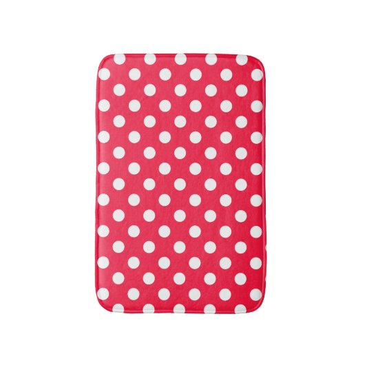 Rote und weiße Tupfenbadezimmerwolldecke Badematte (Vorderseite Vertikal)