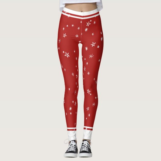 Rote und weiße US Flagge Leggings (Vorderseite)