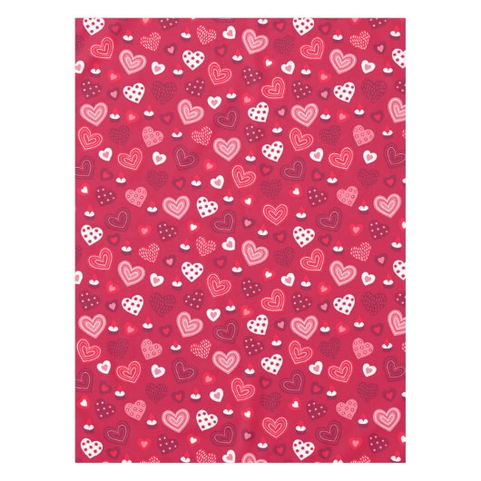 Rote und weiße Valentine Herz Muster Tablette Tischdecke (Vorderseite)