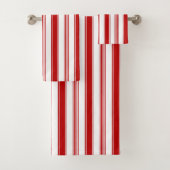 Rote und weiße vertikale Streifen (groß) Badhandtuch Set (Insitu)