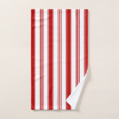 Rote und weiße vertikale Streifen (groß) Badhandtuch Set (Handtuch)
