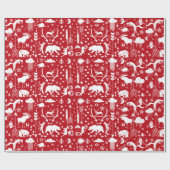 Rote und weiße Waldtierspuren Pfeile Geschenkpapier (Flach)