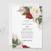 Rote und weiße Wasserfarben Blumenzehen Einladung (Vorderseite)