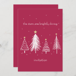 Rote und weiße Weihnachtsbaum Gold Stars Einladung