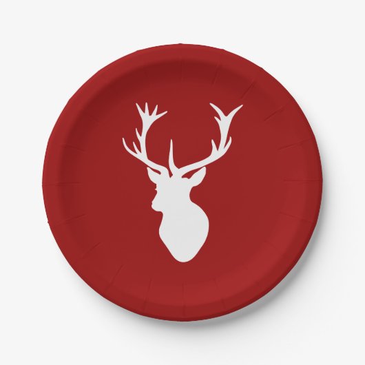 Rote und weiße Weihnachtsbaum Pappteller (Vorderseite)