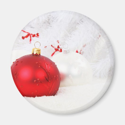 Rote und weiße Weihnachtsbaumchen Magnet (Vorne)
