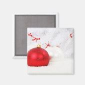 Rote und weiße Weihnachtsbaumchen Magnet (Vorderseite/Rückseite)