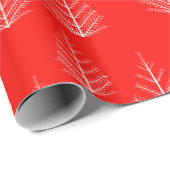 Rote und weiße Weihnachtsbäume Geschenkpapier (Rolleneckpunkt)