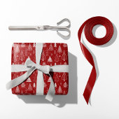 Rote und weiße Weihnachtsbaumen Geschenkpapier
