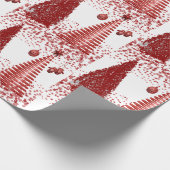 Rote und weiße Weihnachtsbaumschneeflocken Geschenkpapier (Ecke)