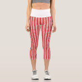 Rote und weiße Weihnachtsblasen mit Schneeflocken Capri Leggings (Vorderseite)