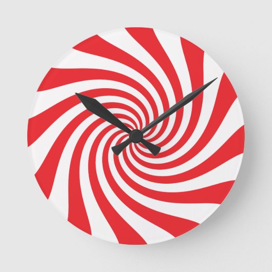 Rote und weiße Weihnachtsbonbons Runde Wanduhr (Vorderseite)