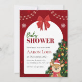 Rote und weiße Weihnachtsdusche Einladung (Vorderseite)