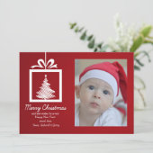 Rote und weiße Weihnachtsfotokarte Feiertagskarte (Stehend Vorderseite)