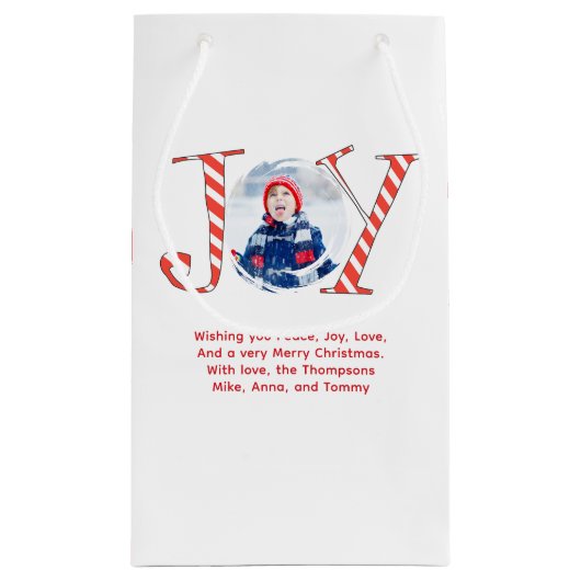 Rote und weiße Weihnachtsfreude Personalisiert Kleine Geschenktüte (Rückseite)