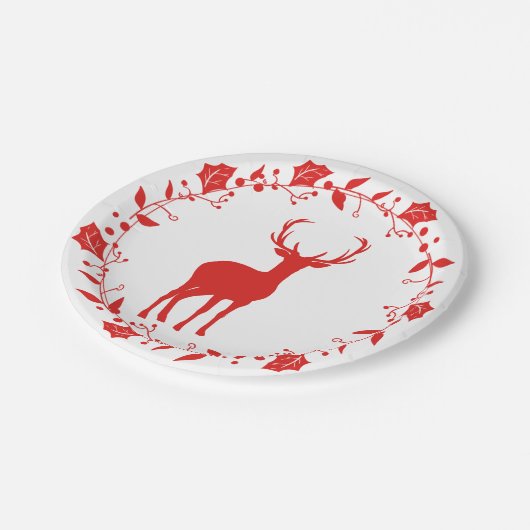 Rote und weiße Weihnachtsgebäck Pappteller (Schrägansicht)