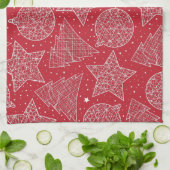 Rote und weiße Weihnachtsküche Handtücher (Gefaltet)