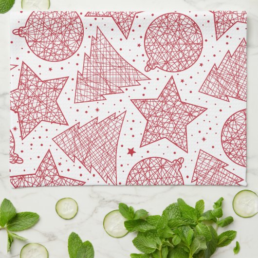 Rote und weiße Weihnachtsküche Handtücher (Gefaltet)