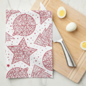 Rote und weiße Weihnachtsküche Handtücher (Viertel Falte)