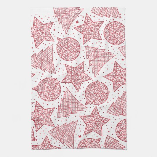 Rote und weiße Weihnachtsküche Handtücher (Vertikal)