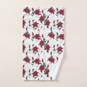 Rote und weiße Weihnachtslilien Badhandtuch Set (Handtuch)