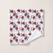 Rote und weiße Weihnachtslilien Badhandtuch Set (Waschlappen)