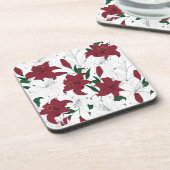 Rote und weiße Weihnachtslilien Getränkeuntersetzer (Linke Seite)
