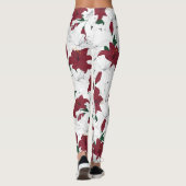 Rote und weiße Weihnachtslilien Leggings (Rückseite)
